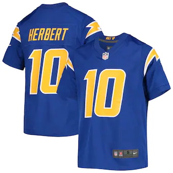 youth nike justin herbert royal los angeles chargers game j
